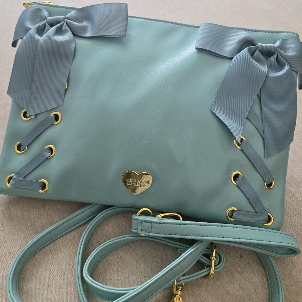LIZ LISA Blue Crossbody Bag with Bow Accents